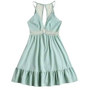 Back Slit Lattice Frilled Mini Dress NWT SZ SM